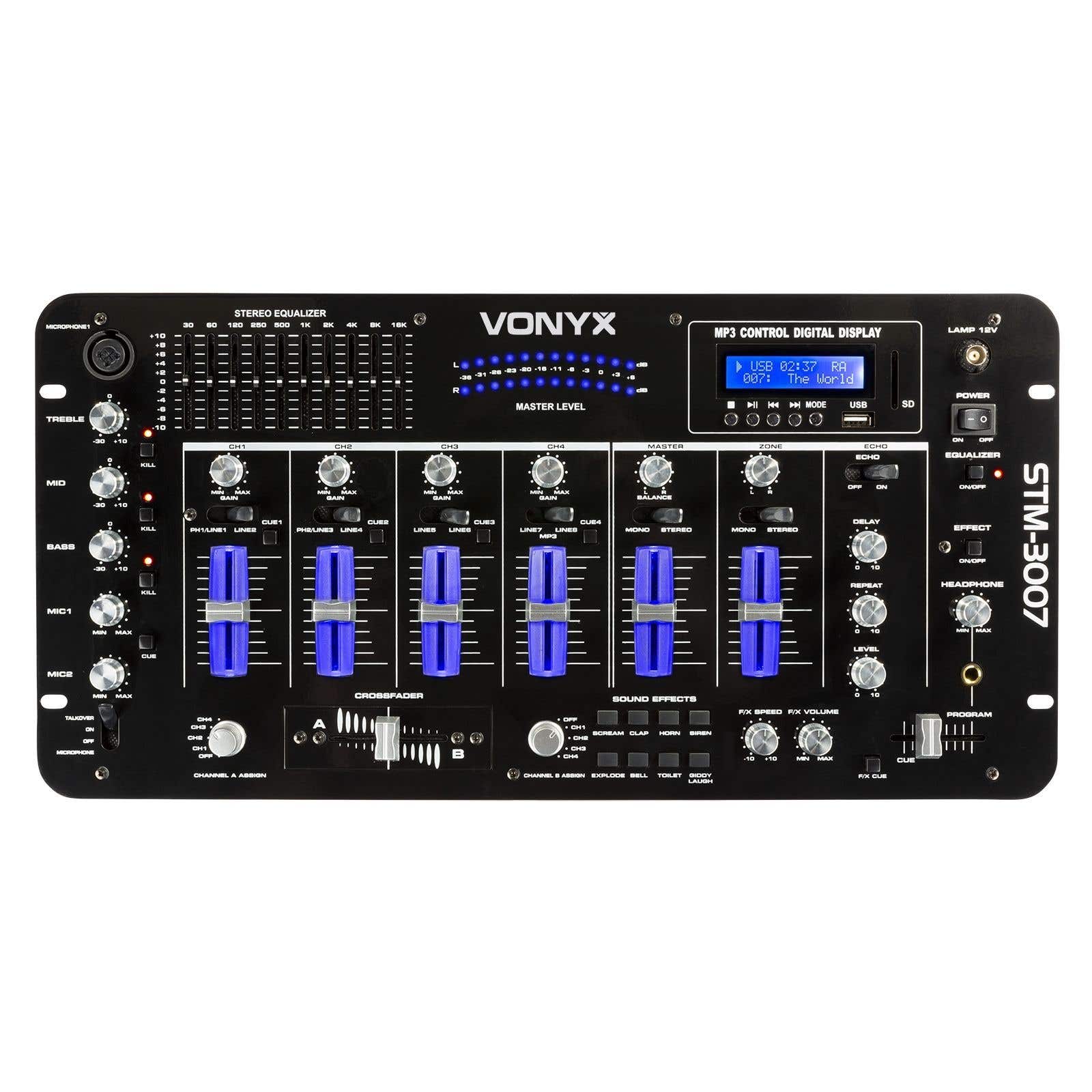 Vonyx STM-3007 19 inch 6 kanaals mixer met Bluetooth, MP3 en SD