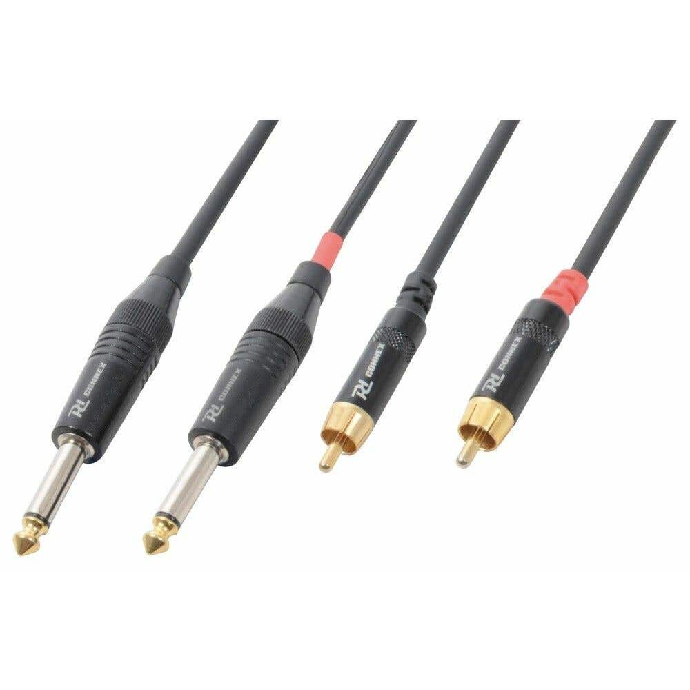 PD Connex 2x 6.3mm mono Jack naar 2x RCA Male kabel - 3 meter