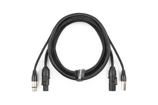 PD Connex CX07-2 combikabel: Powerconnector TR - XLR M / Powerconnector TR - XLR F - 2 meter