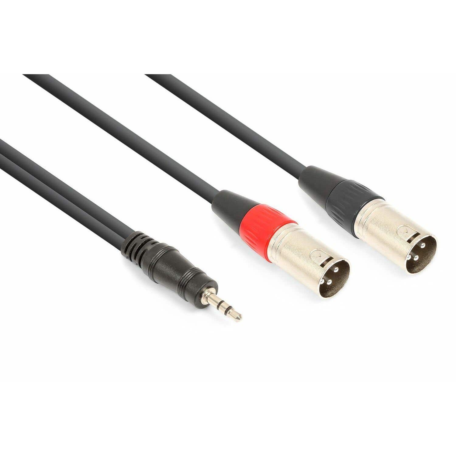 Vonyx audio kabel 3.5mm stereo Jack naar 2x XLR male - 1.5 meter