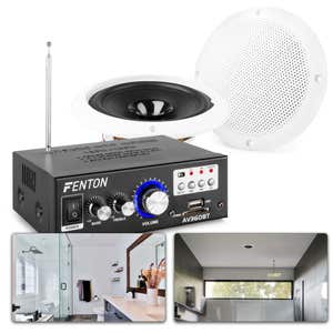 Fenton BS06 badkamer speakers - IP44 waterdicht - met versterker - 6.5 inch - 80W - Wit