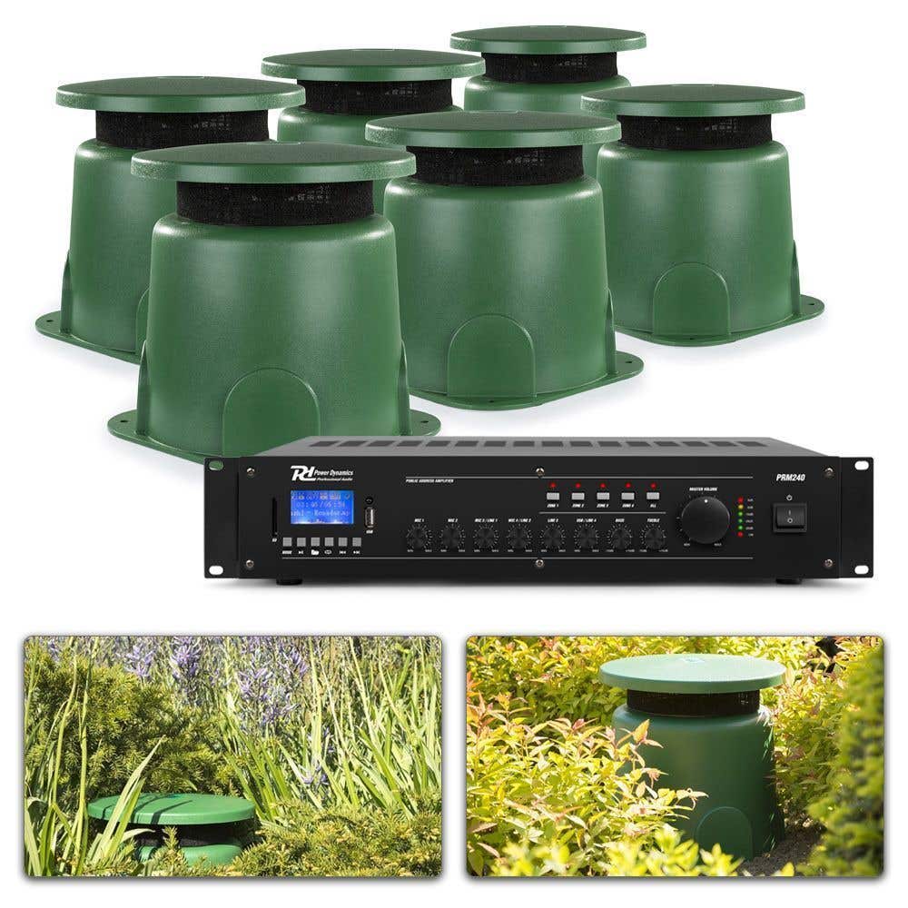 Power Dynamics geluidsinstallatie met 6x 5.25 inch buitenspeakers - IP45 waterdicht - 180W