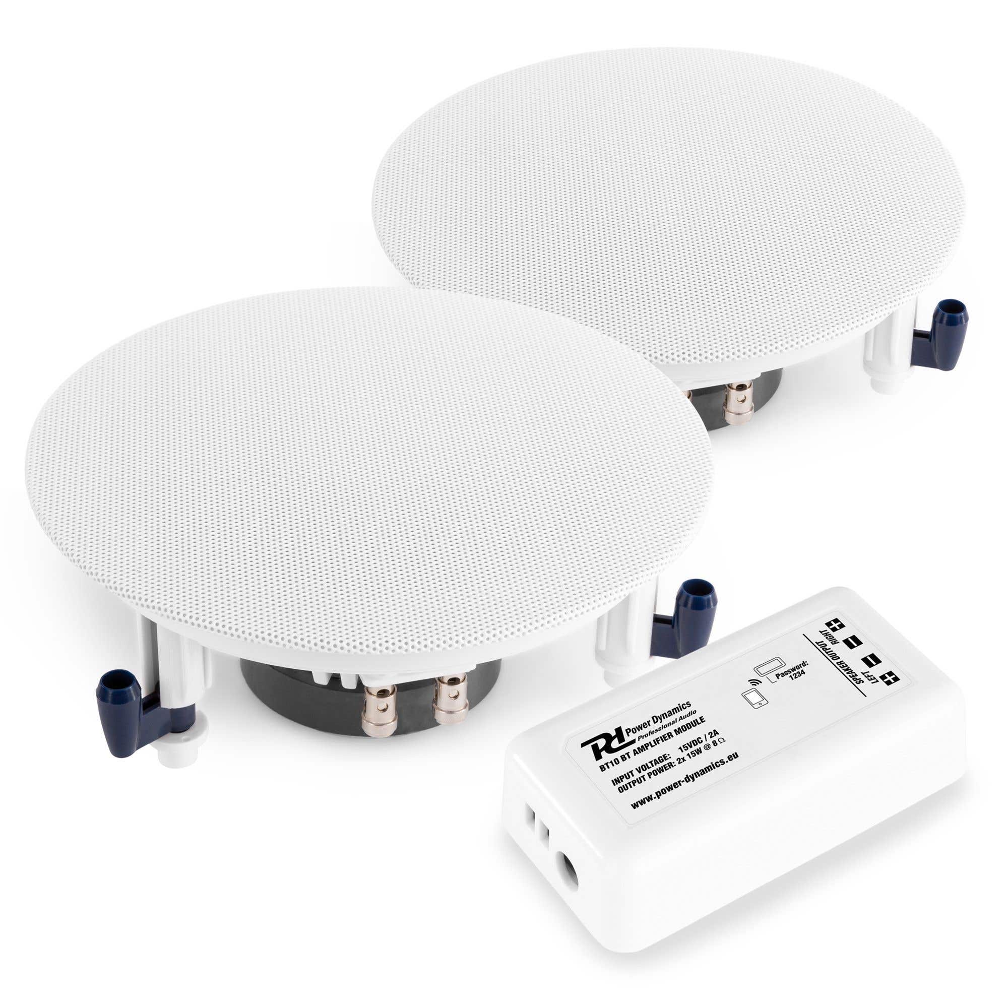 Power Dynamics ESCS5 plafond speakers met BT10 Bluetooth versterker - 5.25 inch - 80W - Wit