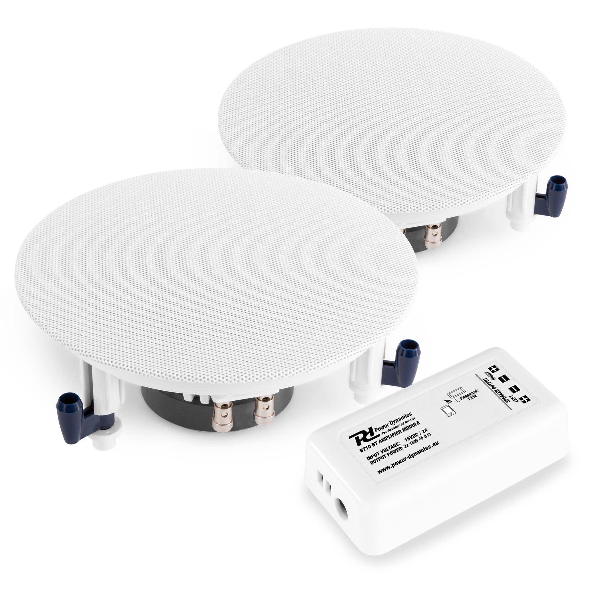 Power Dynamics ESCS6 plafond speakers met BT10 Bluetooth versterker - 6.5 inch - 120W - Wit