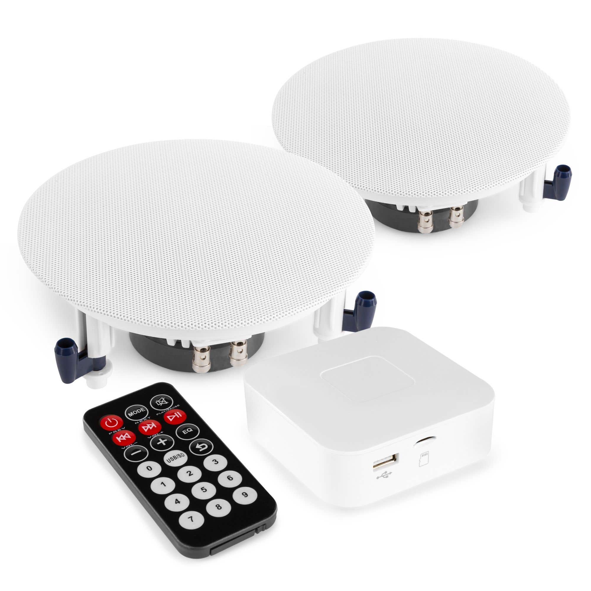 Power Dynamics ESCS6 plafond speakers en BT20 mini versterker - Bluetooth - 6.5 inch - 60W - Wit