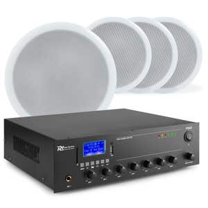 Power Dynamics geluidsinstallatie met versterker - 4x plafond speakers - Bluetooth - 6 inch - 30W