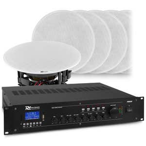 Power Dynamics geluidsinstallatie met versterker en 8x plafond speakers - Bluetooth - 8 inch - 360W