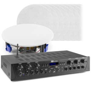 Power Dynamics 6-zone geluidsinstallatie met 12 plafond speakers & versterker - Bluetooth - 600W