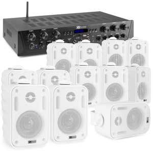 Power Dynamics 6-zone stereo geluidsinstallatie met versterker & 12 speakers - Bluetooth - 600W