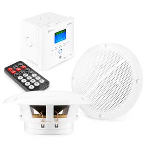 Power Dynamics BTW30 waterdichte speaker en inbouw stereo versterker - IP44 - Bluetooth - 30W - Wit