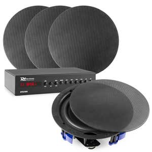 Power Dynamics Installatie speakerset met 4 speakers - low profile - met Bluetooth - 80W - Zwart
