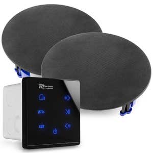 Power Dynamics Powerline A50B Set met inbouw audio versterker en 2 plafondspeakers - Zwart