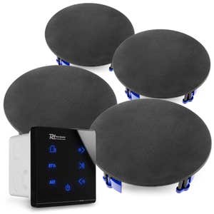 Power Dynamics Powerline A50B Set met inbouw audio versterker en 4 plafondspeakers - Zwart