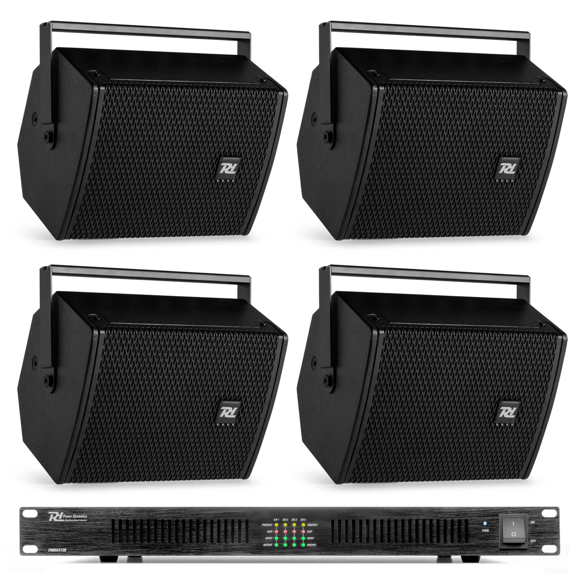 Power Dynamics PDW5B geluidsinstallatie voor elke ruimte - 4 Speakers en versterker - 800W - Zwart
