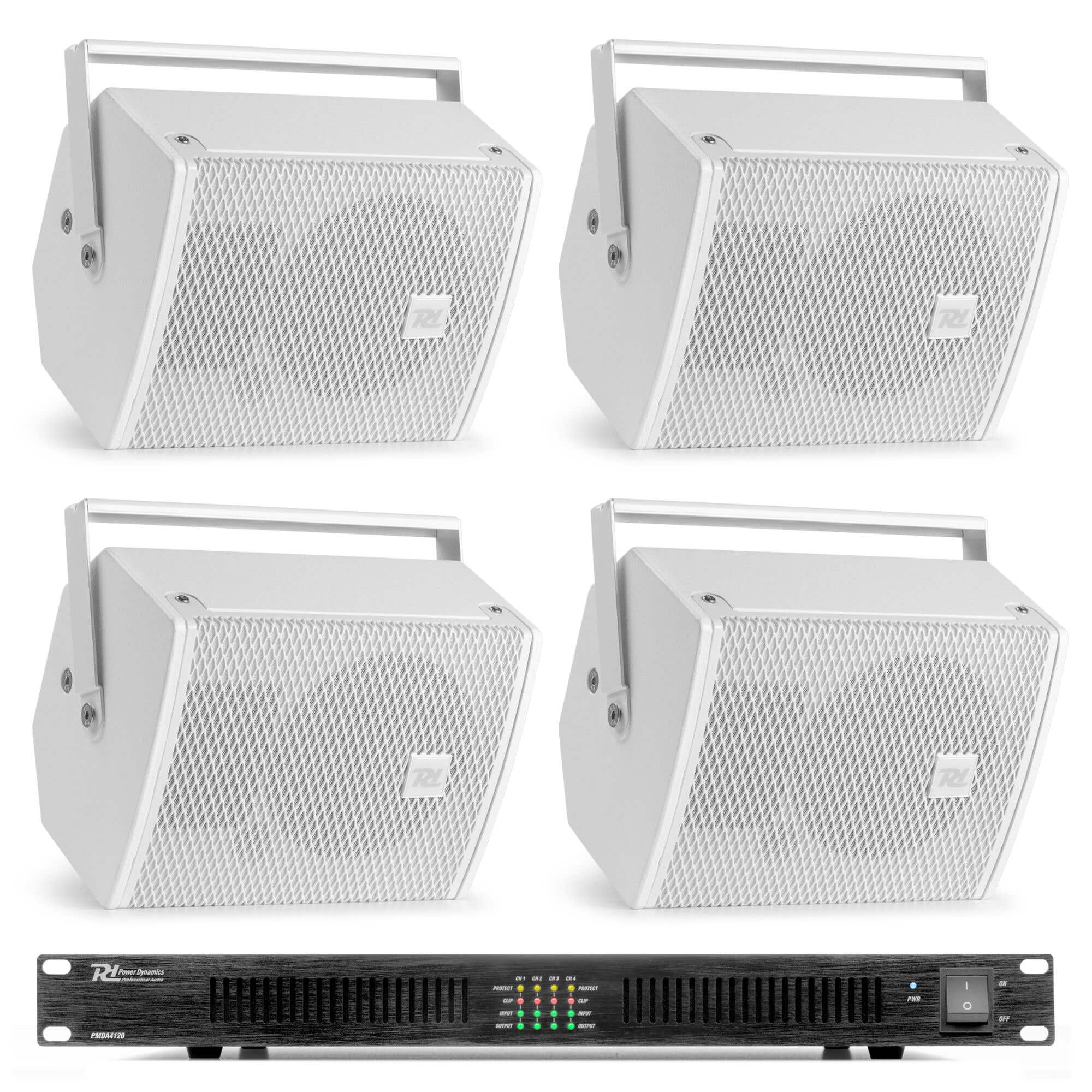 Power Dynamics PDW5W geluidsinstallatie voor elke ruimte - 4 Speakers en versterker - 800W - Wit