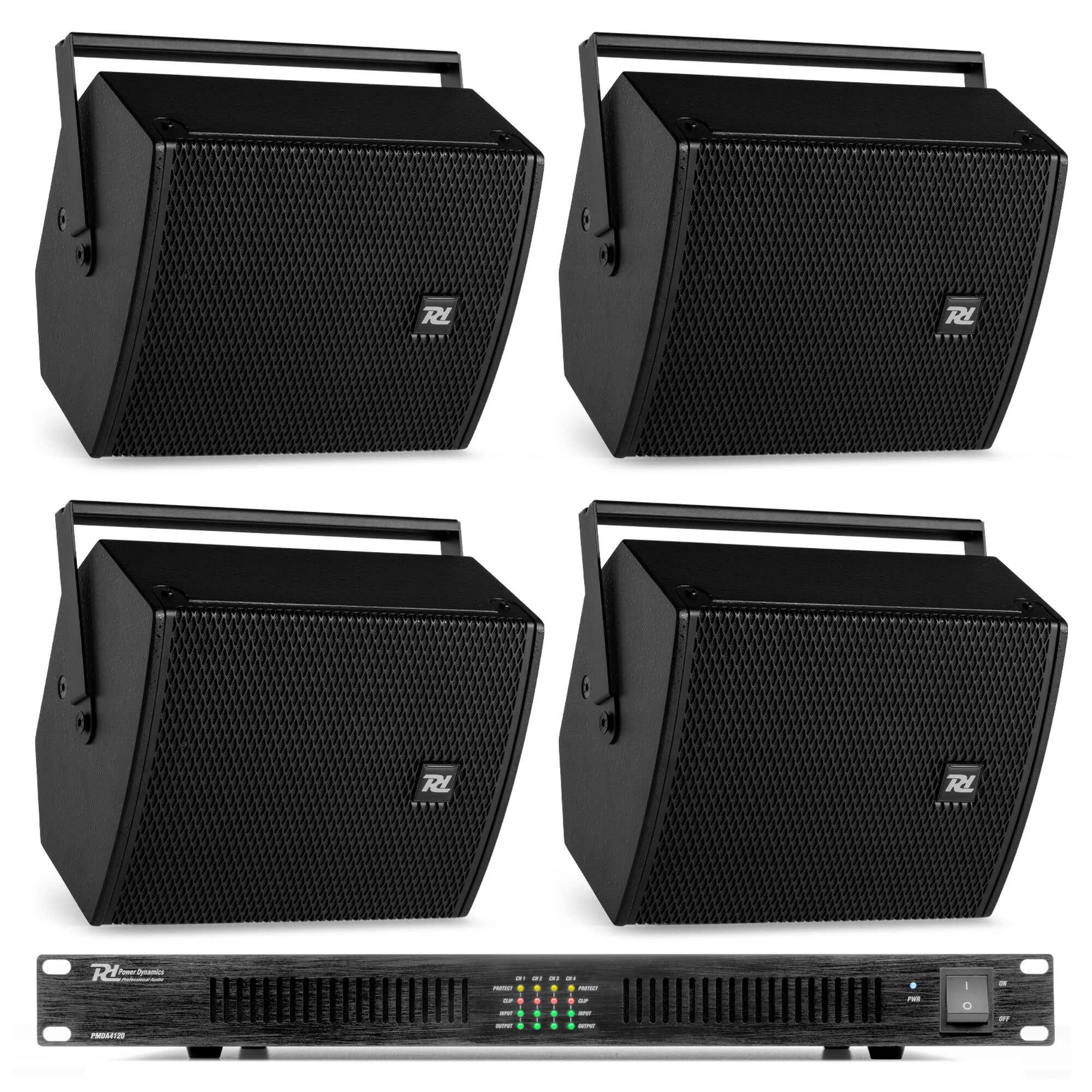 Power Dynamics PDW6B geluidsinstallatie voor elke ruimte - 4 Speakers en versterker - 1200W - Zwart