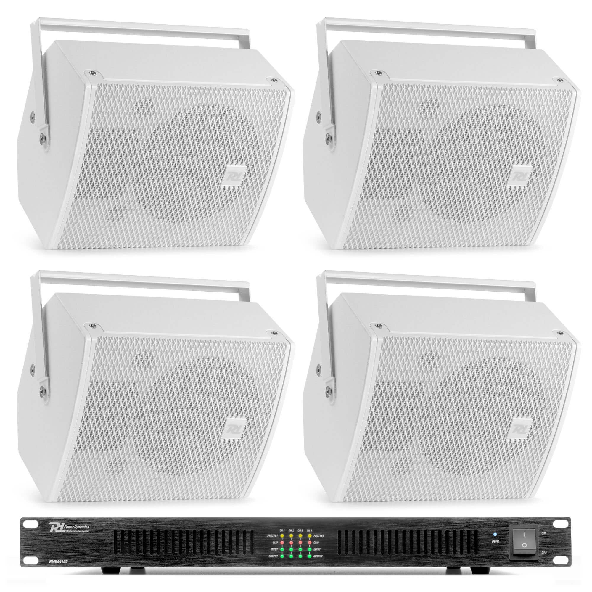 Power Dynamics PDW6W geluidsinstallatie voor elke ruimte - 4 Speakers en versterker - 1200W - Wit