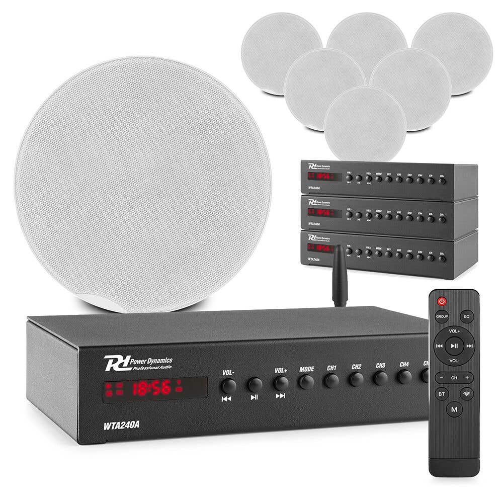 Power Dynamics multiroom 4-zone smart WiFi plafondspeaker systeem - Voor installaties in 4 kamers