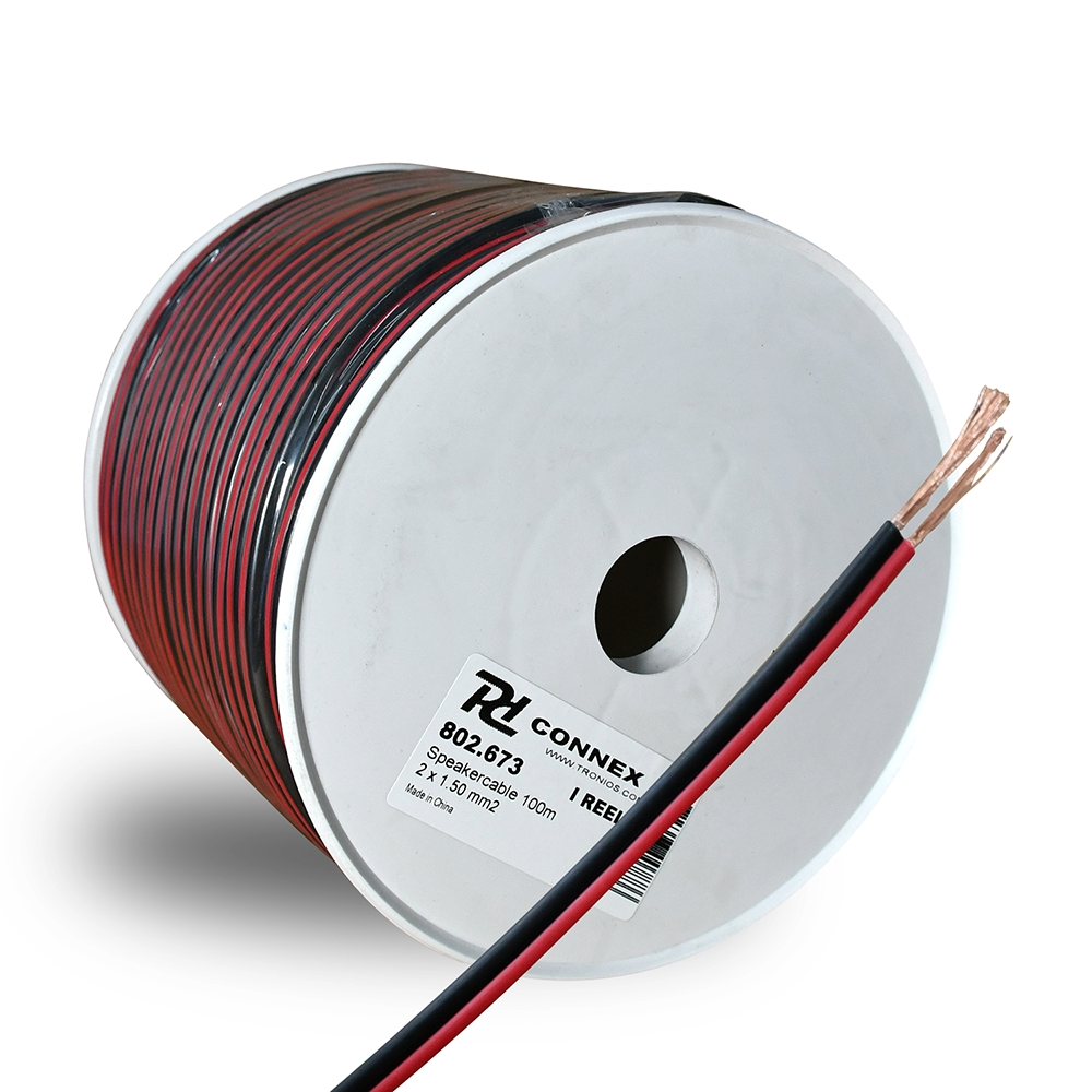 SkyTronic Rood/Zwart kabel 2x1.5mm - 2 aderig - - 100 meter rol