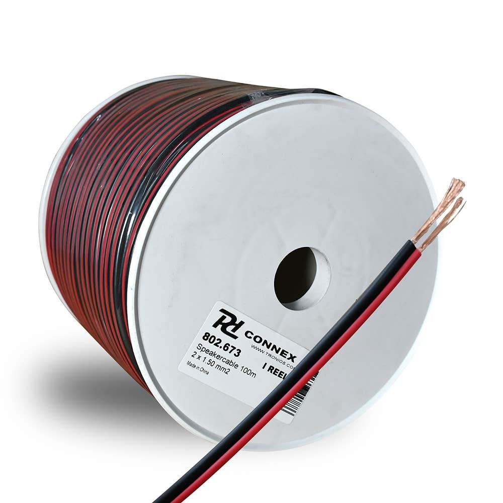 SkyTronic Rood/Zwart kabel 2x1.5mm - 2 aderig - - 100 meter rol