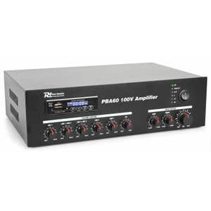 Power Dynamics PBA60 100V versterker met Bluetooth, FM tuner & mp3 - 60W - Zwart