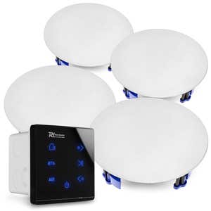 Power Dynamics Powerline A100BSet 4x plafond speakers voor inbouw met versterker en Bluetooth - Wit