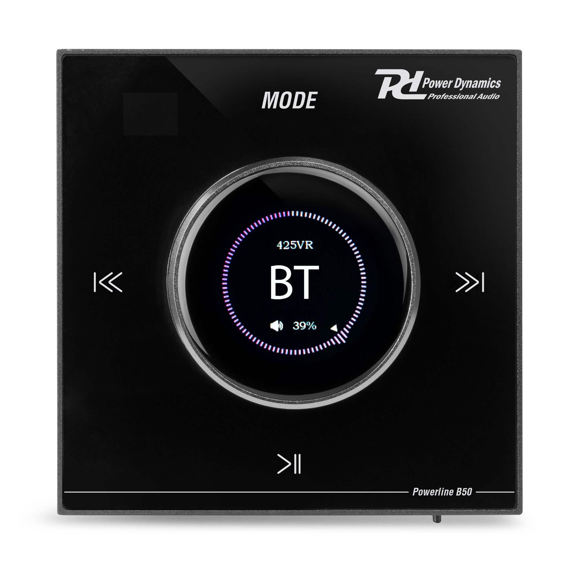 Power Dynamics Powerline B50B inbouw versterker met Bluetooth - Touch paneel - 2x 25W - Zwart