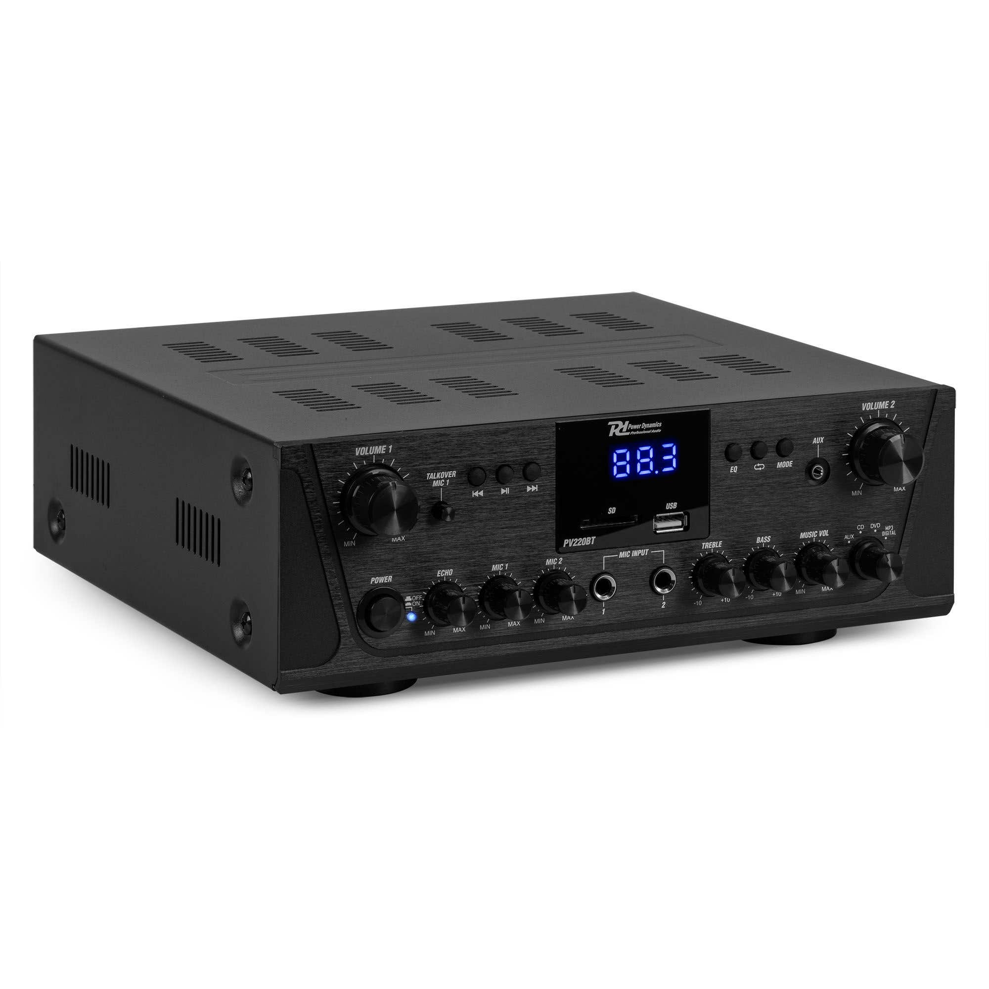 Retourdeal - Power Dynamics PV220BT 2-zone versterker met Bluetooth - 2x 100W