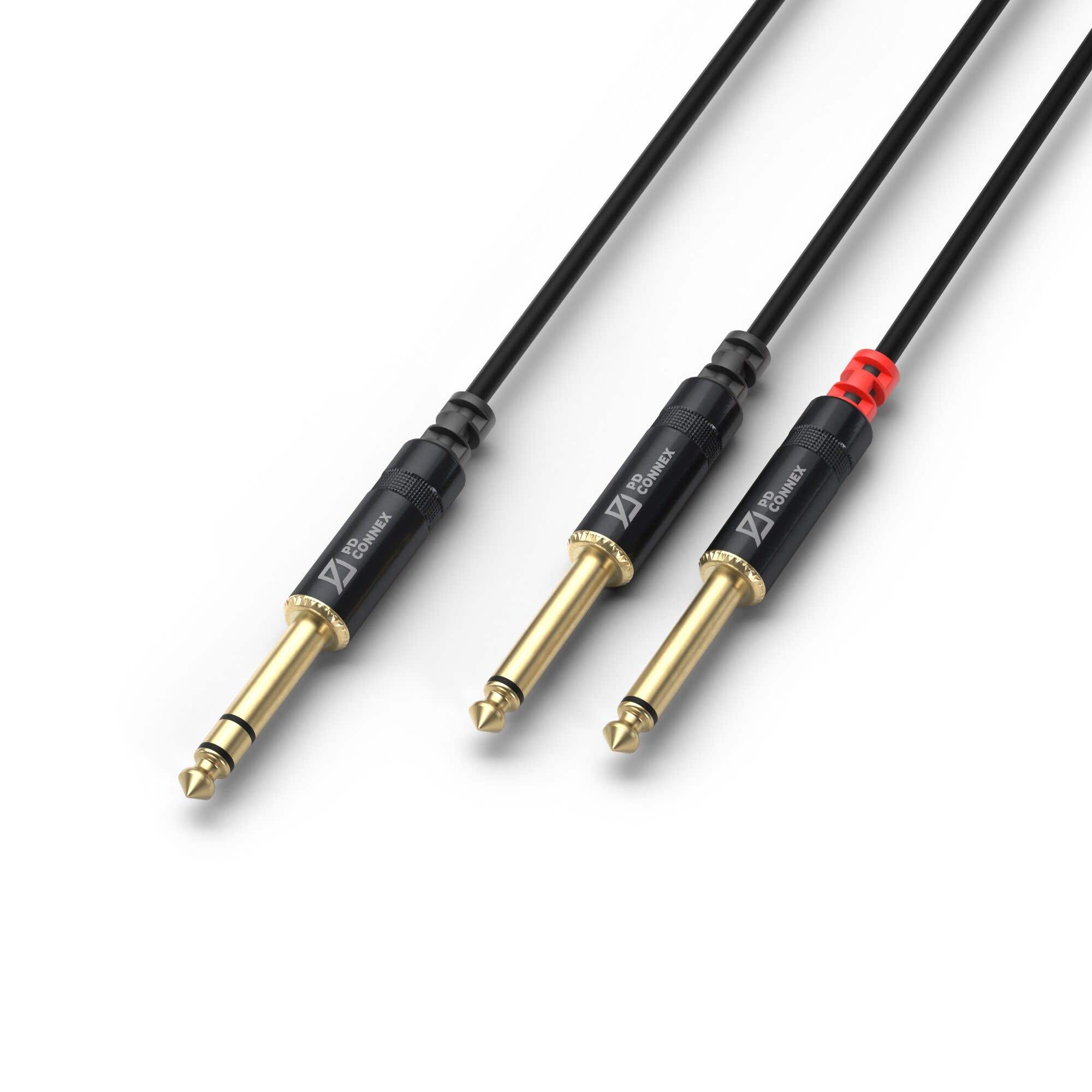 PD Connex 6.3mm stereo Jack naar 2x 6.3mm mono Jack kabel - 1.5 meter
