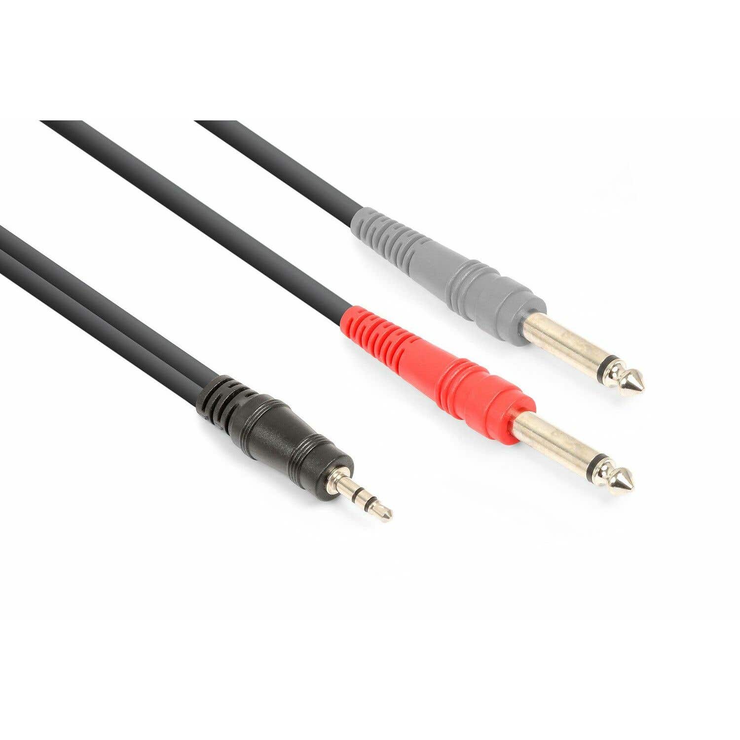 Vonyx audio kabel: Stereo 3.5mm Jack naar 2x 6.3mm Jack mono - 1.5m | Audio Installaties