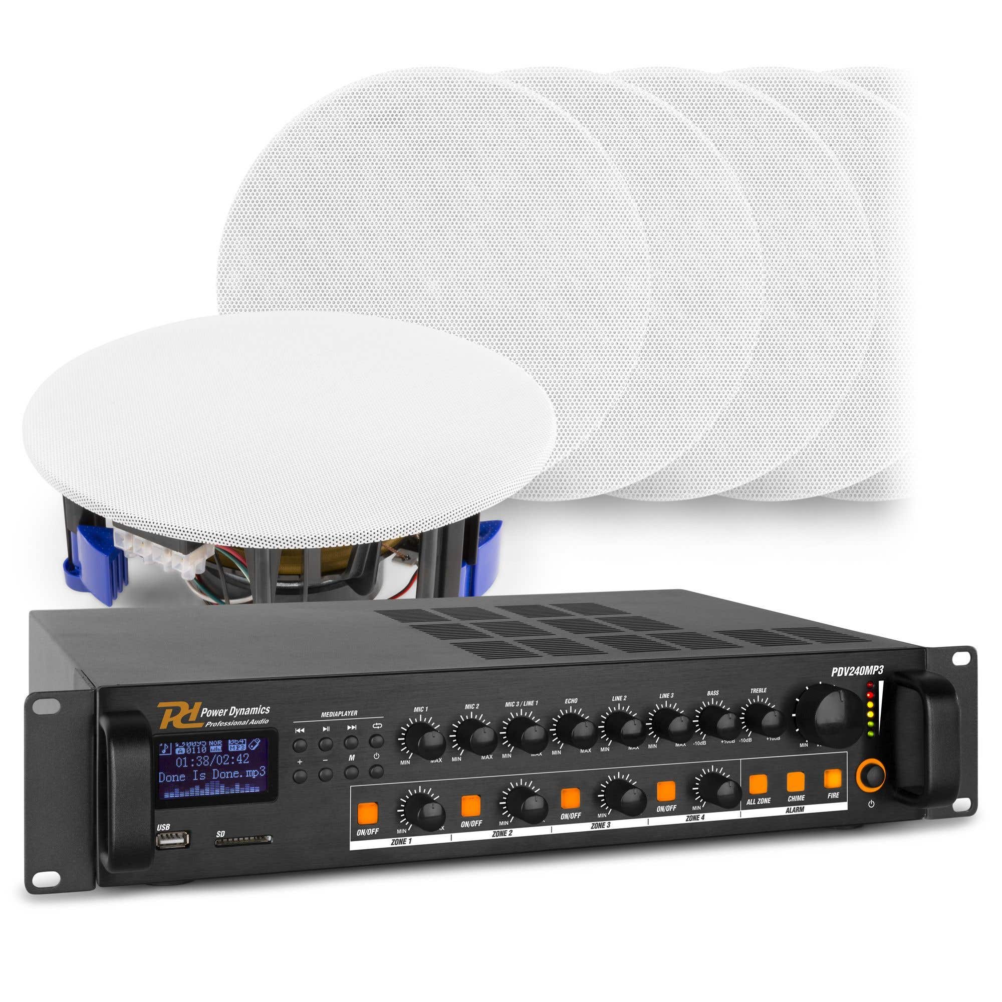 Hangende Plafond Speaker - Power Dynamics PDS40B Hangende Speaker 100v 8 Ohm 525 Inch 2 Weg 30w Zwart