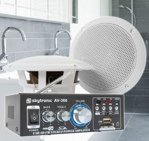 SkyTronic BS05 badkamer speaker - IP44 waterdicht - met versterker - 5 inch - Wit