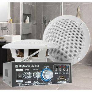 SkyTronic BS06 badkamer speaker - IP44 waterdicht - met versterker - 6.5 inch - 80W - Wit