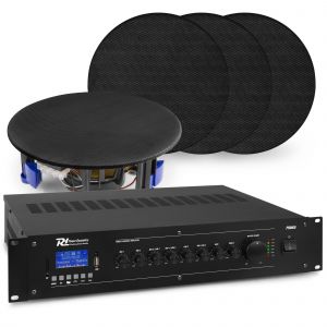 Power Dynamics geluidsinstallatie met versterker - 4x zwarte speakers - Bluetooth - 5.25 inch - 60W