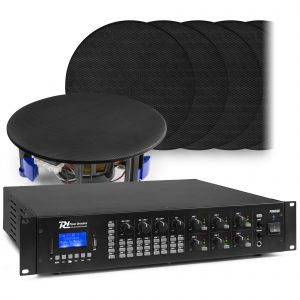 Power Dynamics geluidsinstallatie met 10 zwarte speakers en versterker - Bluetooth - 5.25 inch - 20W