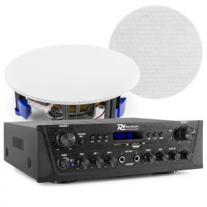 Power Dynamics 2-zone geluidsinstallatie met plafond speakers & versterker - Bluetooth - 200W