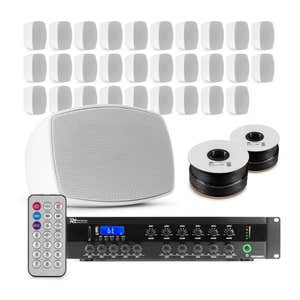 Power Dynamics 100V geluidsinstallatie professioneel - 30 speakers voor o.a. bedrijfspanden - Wit