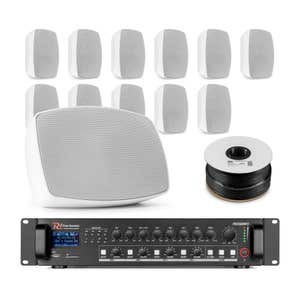 Power Dynamics professionele geluidsinstallatie - 12 waterdichte speakers met versterker - Wit